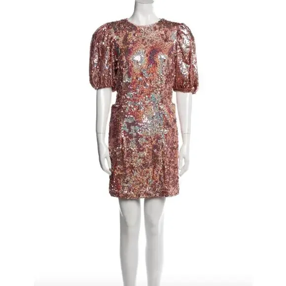 Rotate Birger Christensen Katie Rose Gold Sequin Mini Dress - Picture 6 of 8